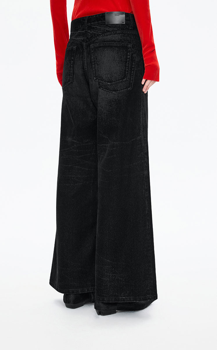 Pants / JNBY Relaxed Velvet-Flocked Wide-Leg Jeans