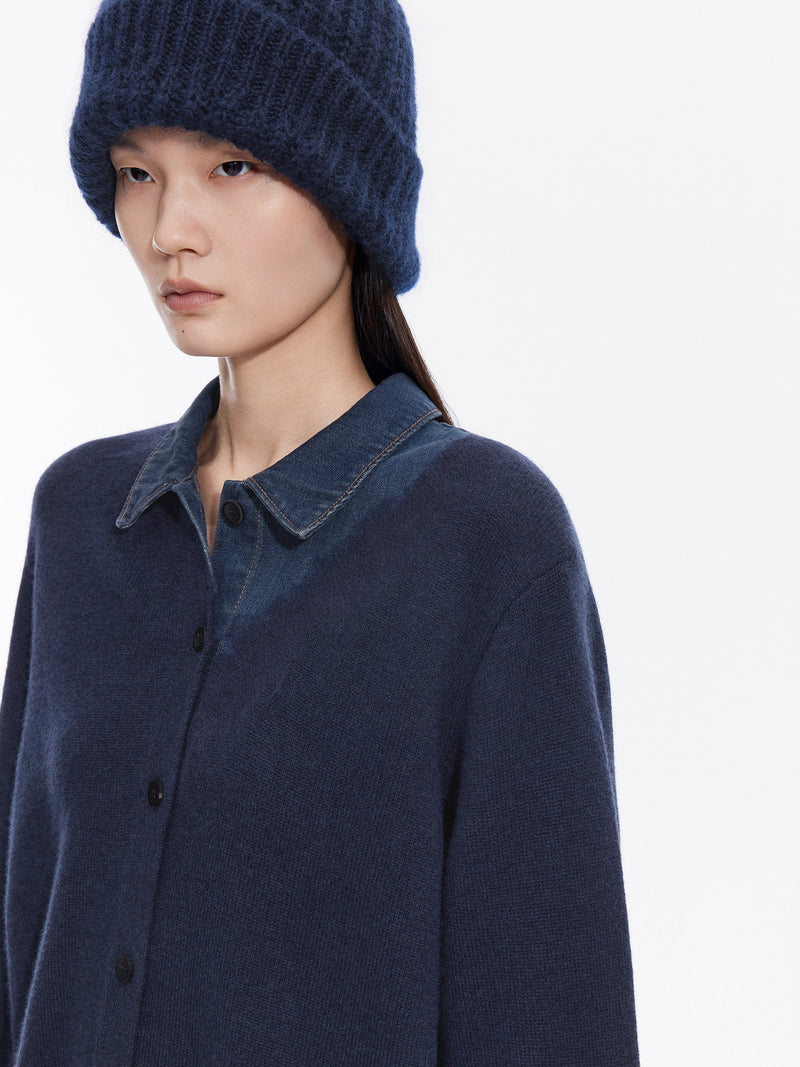 Cardigan / JNBY Wool Yak Blend Denim Patchwork