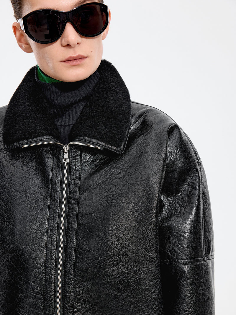 Jacket / JNBY O-Shape Faux Leather Jacket