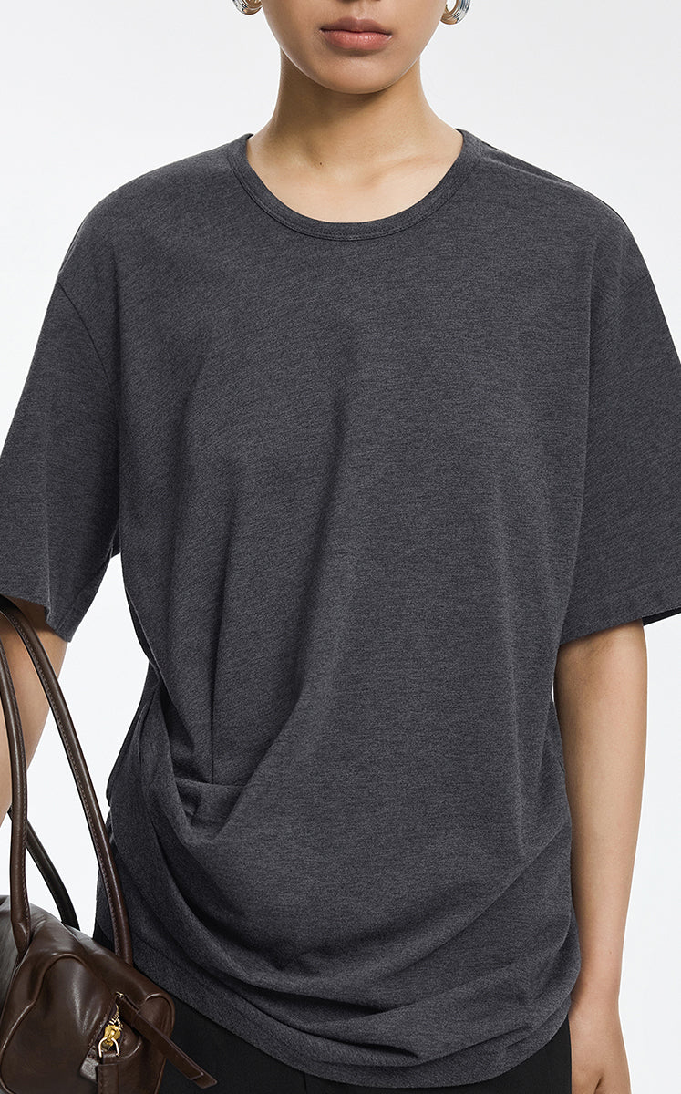 T-Shirt / JNBY Cotton Relaxed Fold Hem Tee