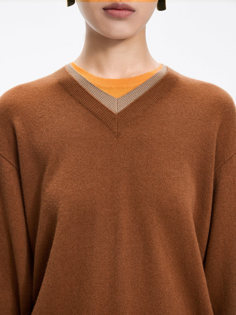 Sweater / JNBY Merino Wool Cashmere Blend V-Neck Pullover