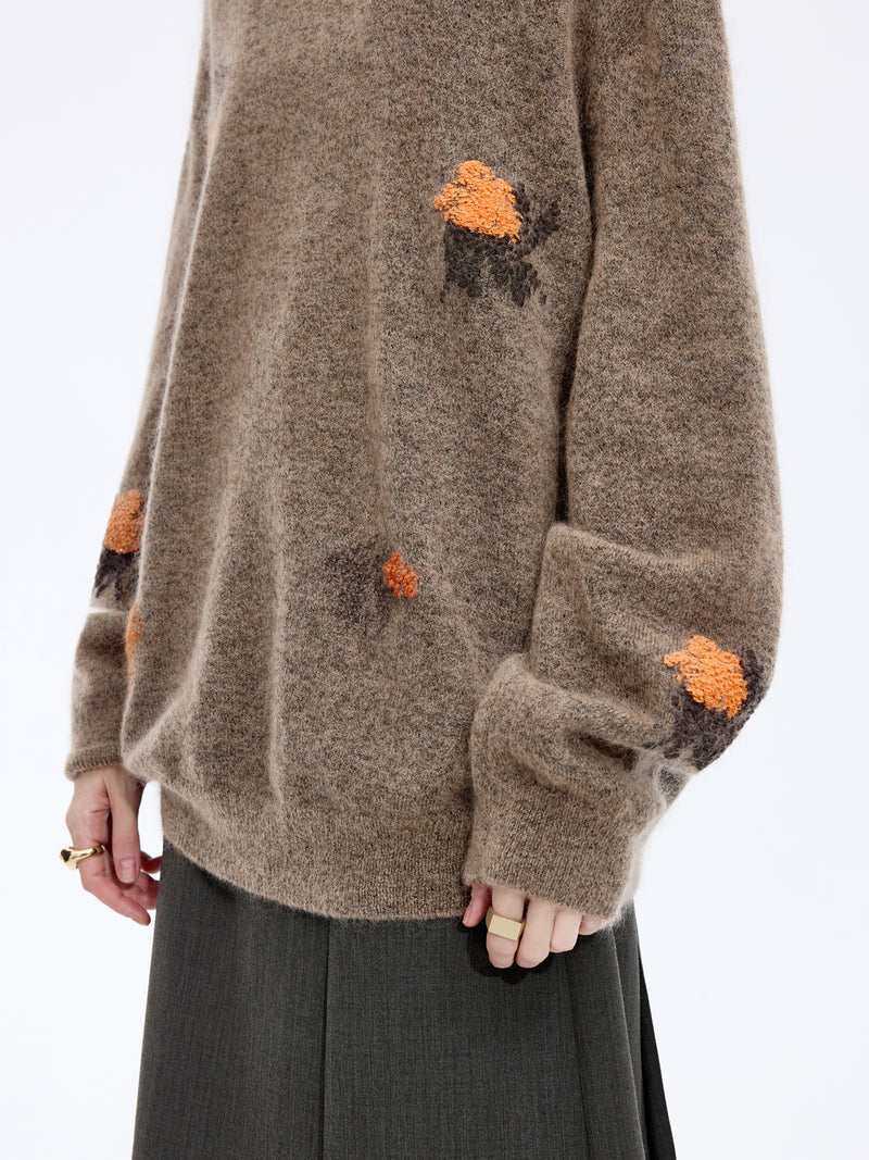 Sweater / JNBY Mohair Blend Oversized Floral Jacquard Pullover