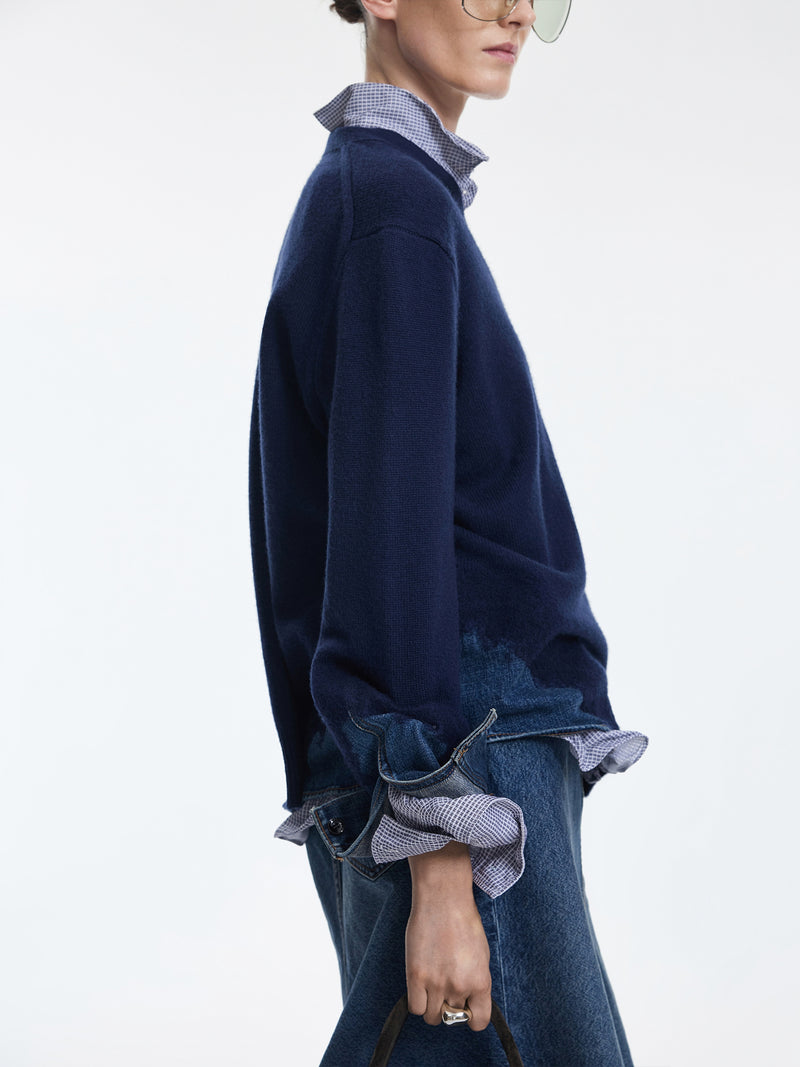 Sweater / JNBY Wool Yak Blend V-Neck Patchwork Pullover