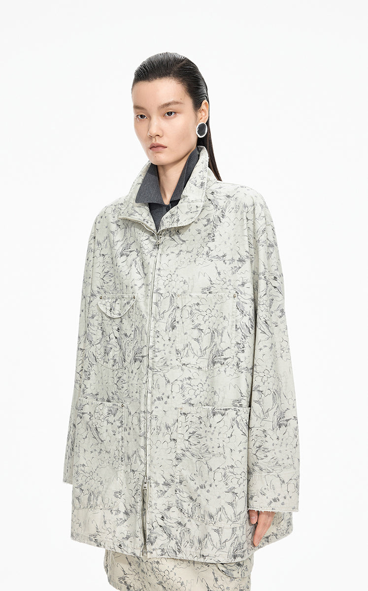 Jacket / JNBY Colored Pencil Floral Oversized Cotton Jacket