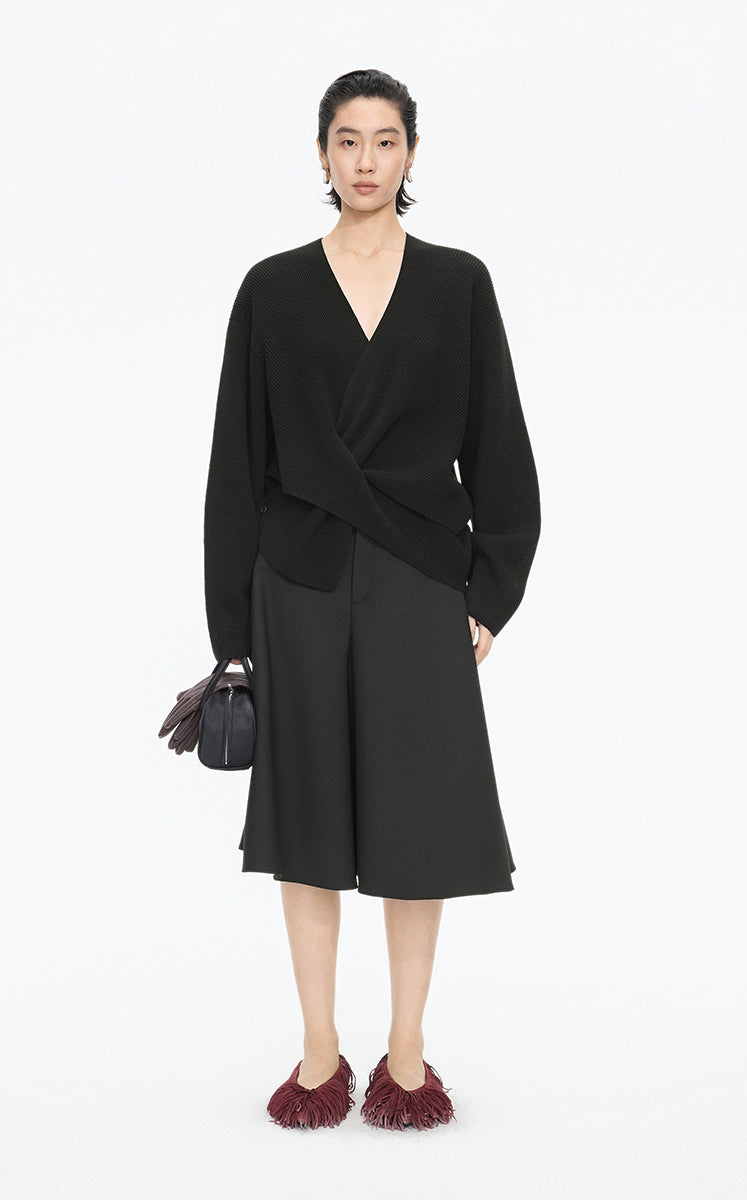 Sweater /(ESG)JNBY Loose Overlap Front Wool Pullover