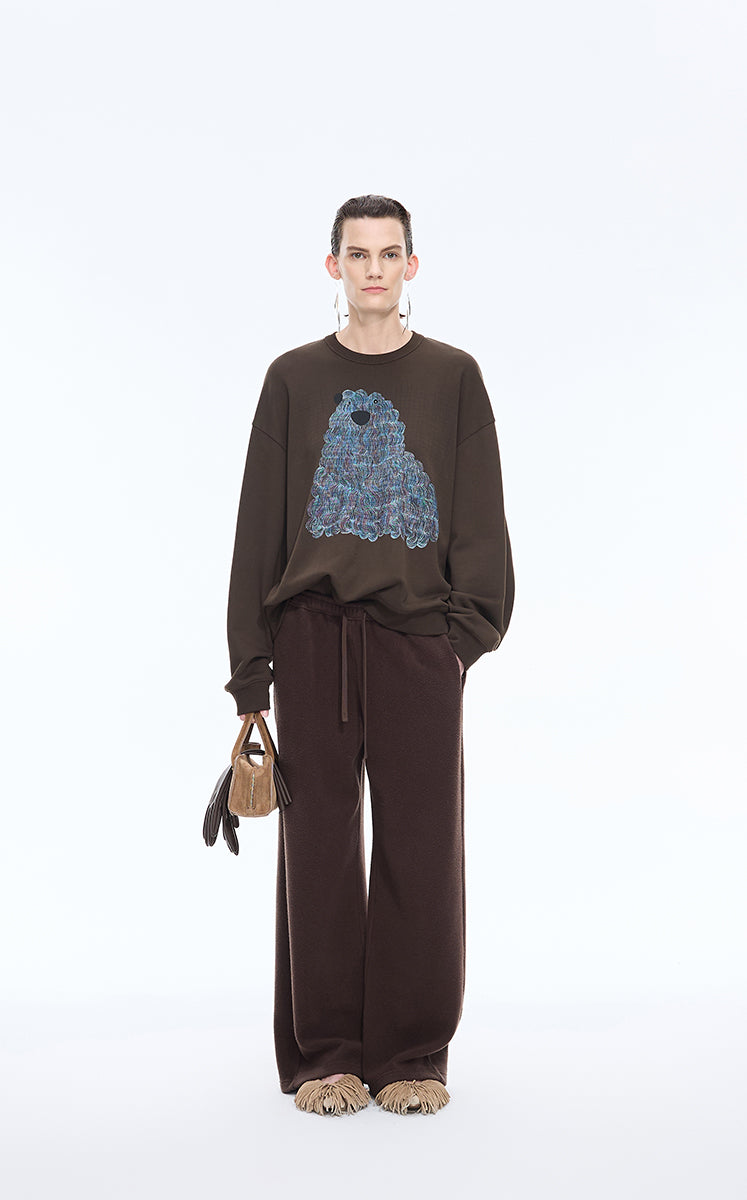 Sweatshirt / JNBY Loose Animal Print Cotton Sweatshirt