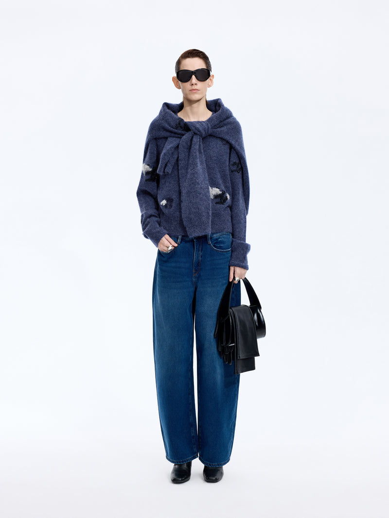 Sweater / JNBY Mohair Blend Oversized Floral Jacquard Pullover