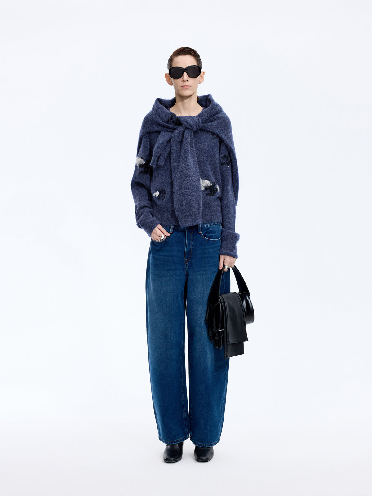 Sweater / JNBY Mohair Blend Oversized Floral Jacquard Pullover