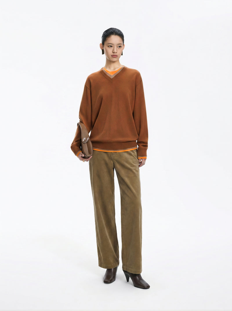 Sweater / JNBY Merino Wool Cashmere Blend V-Neck Pullover