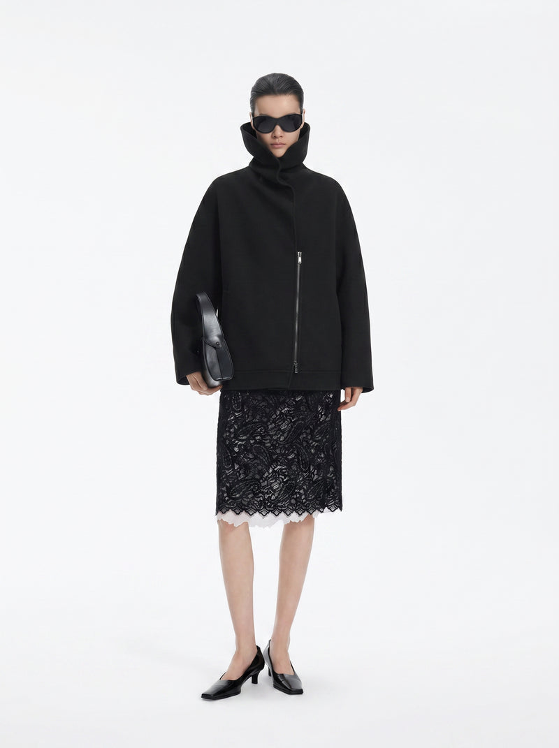 Coat / JNBY Wool Blend Double-Face T-Silhouette Coat