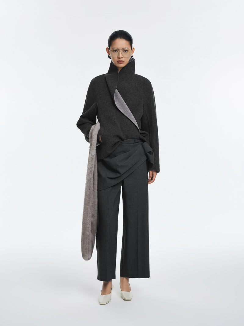 Pants / JNBY Wool Blend Straight-Leg Cropped Trousers