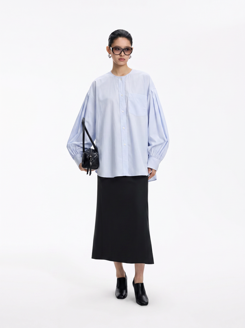Shirt / JNBY Oversized Cotton Poplin Striped Blouse