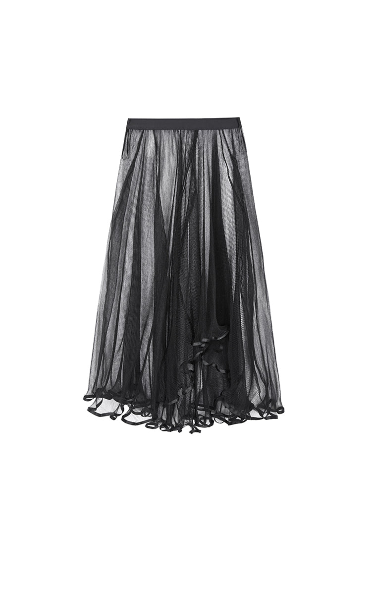 Skirt / JNBY Double-Layer Mesh A-Line Maxi Skirt