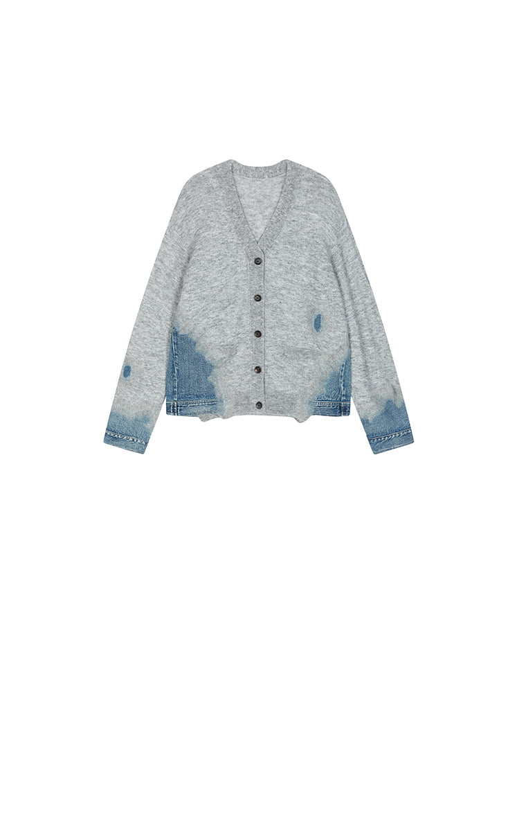 Sweater / JNBY O-Shape Knitted Denim Panel Cardigan