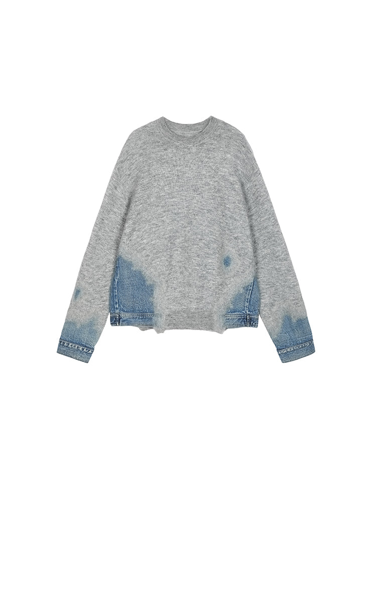 Sweater / JNBY Oversized Knitted Denim Panel Pullover