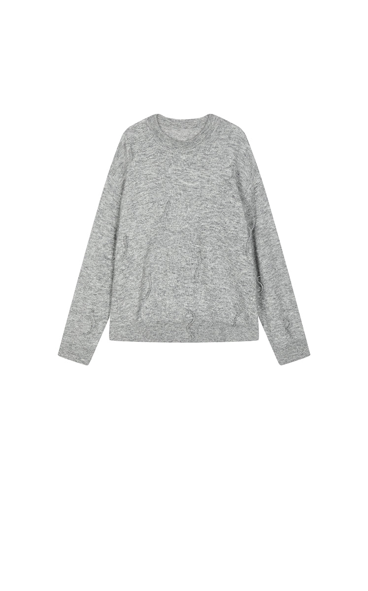 Sweater / JNBY Oversized Mohair Fringe Sweater grey