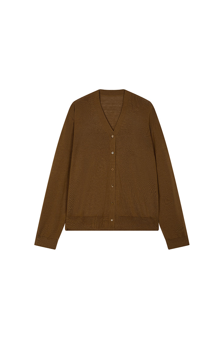 Sweater / JNBY Loose V-neck Silk-Cotton Cardigan