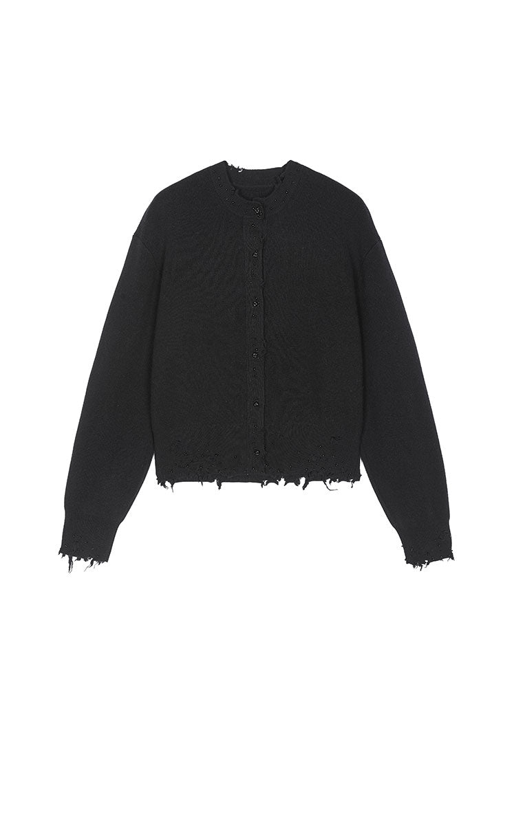 Sweater / JNBY Beaded Trim Cashmere-Wool Blend Cardigan