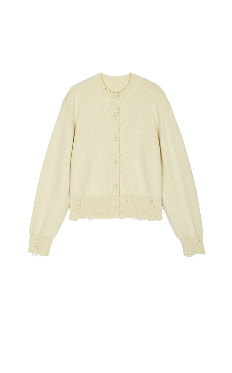 Sweater / JNBY Beaded Trim Cashmere-Wool Blend Cardigan
