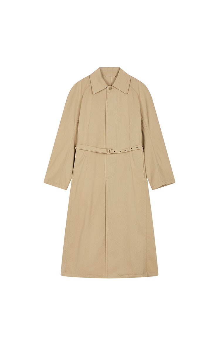 Trench Coat / JNBY Oversized Cotton Maxi Trench Coat Kahaki