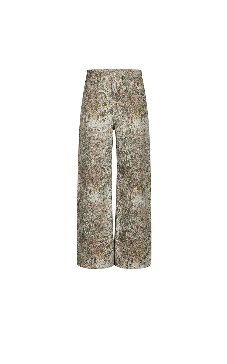 Pants / JNBY Wide-Leg Printed Denim Trousers