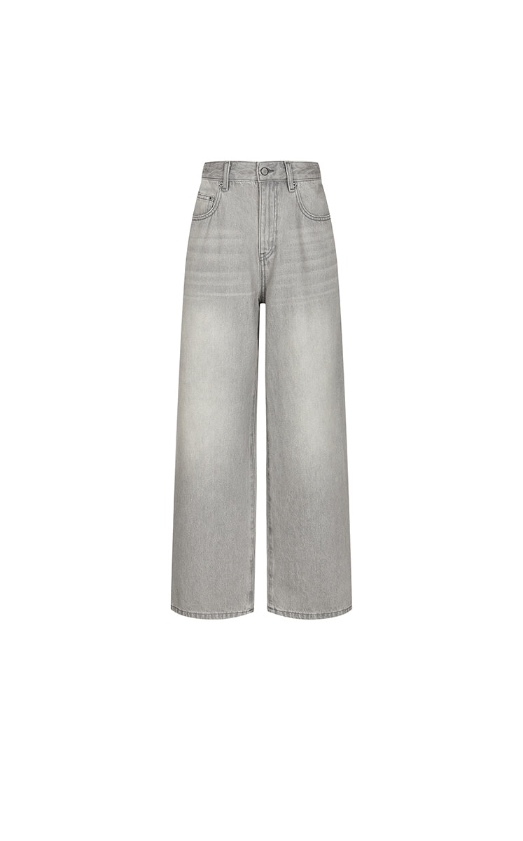 Pants / JNBY Tapered Washed Black Denim Trousers