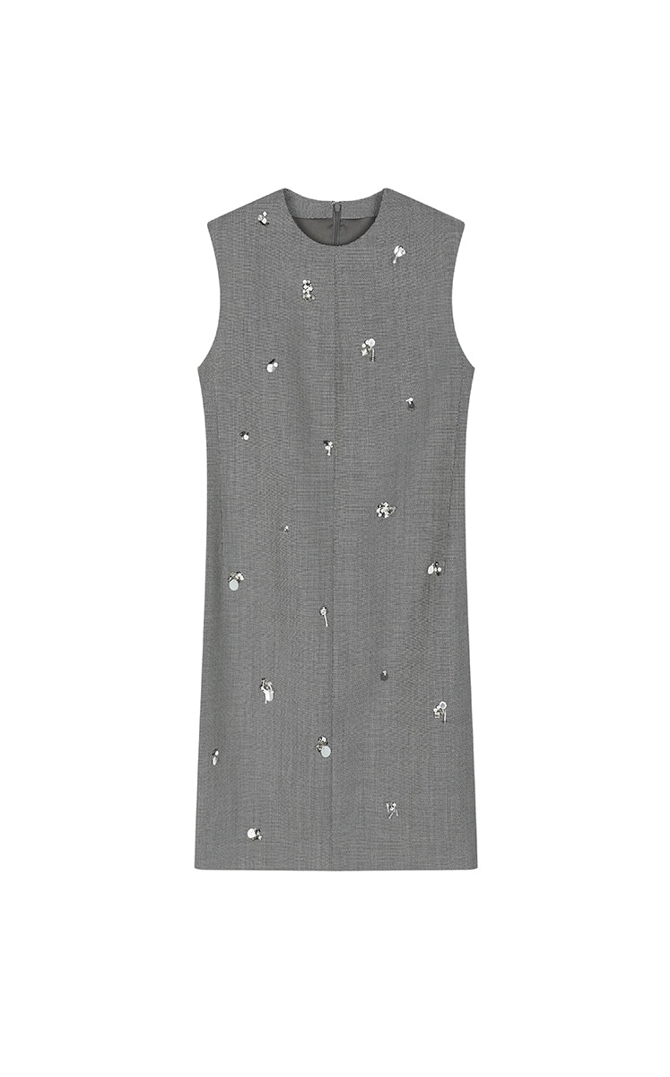 Dress / JNBY X-Line Beaded Wool Blend Dress