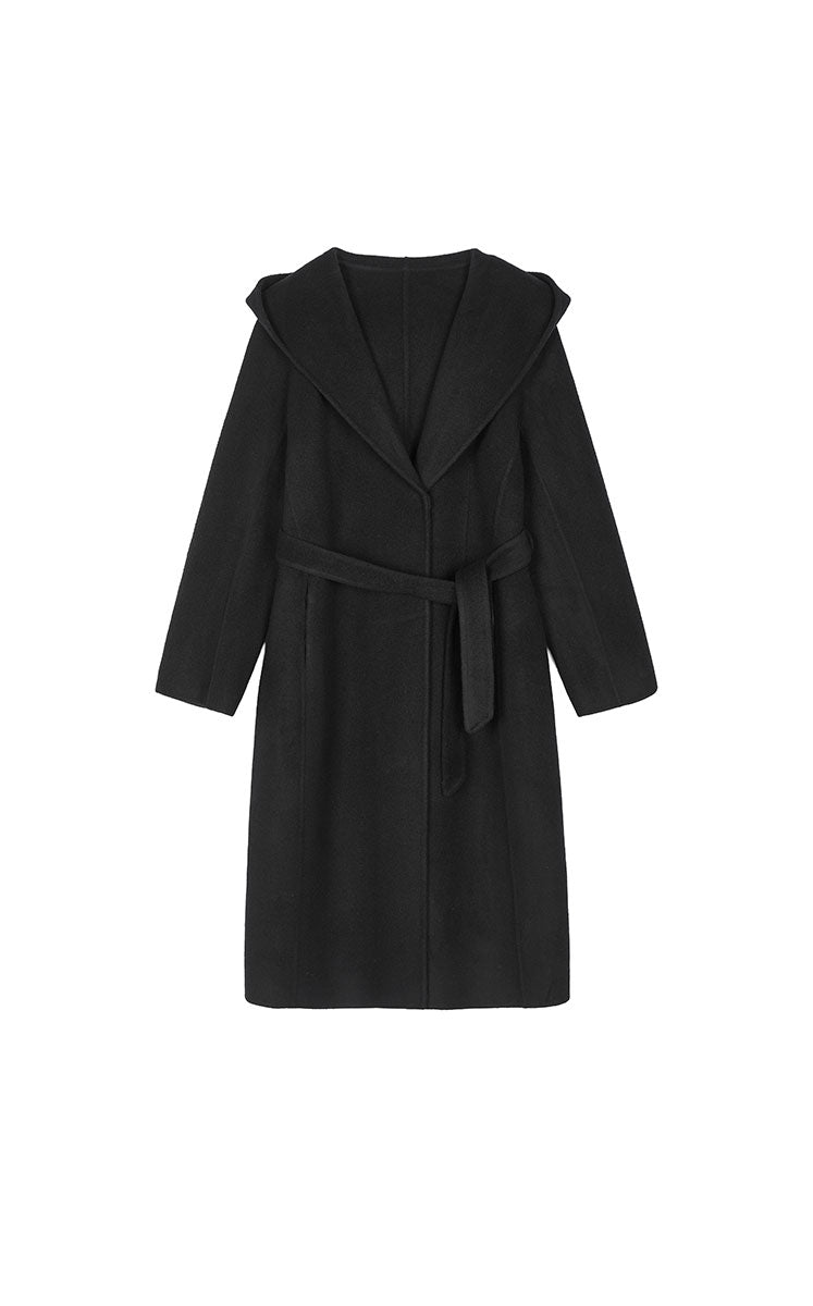 Coat / JNBY Wool Cashmere Hooded Long Coat