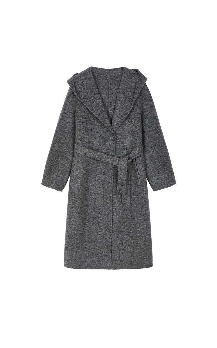 Coat / JNBY Wool Cashmere Hooded Long Coat