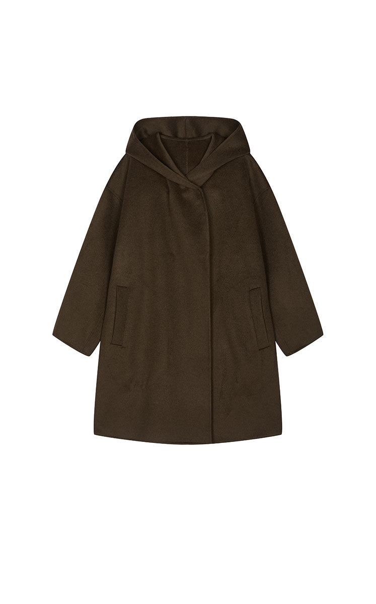 Coat / JNBY Oversized Hooded Wool-Cashmere Blend Coat