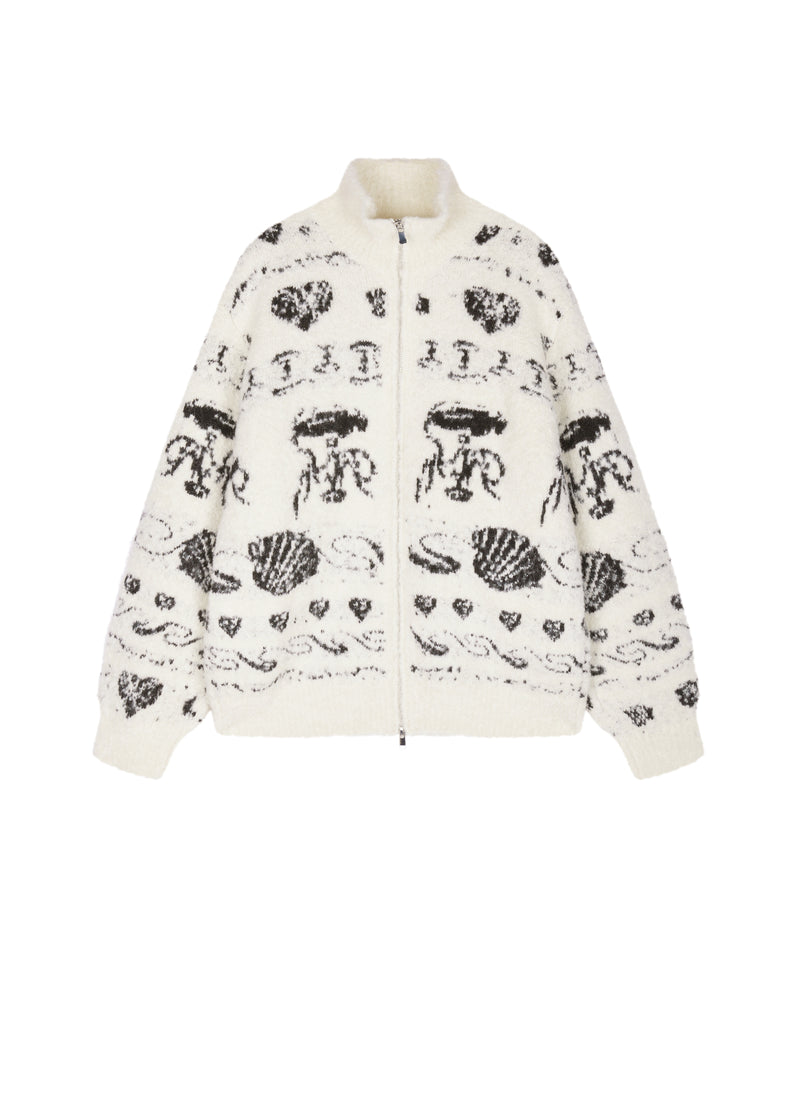 Cardigan / JNBY Alpaca Blend Jacquard Open Front Sweater
