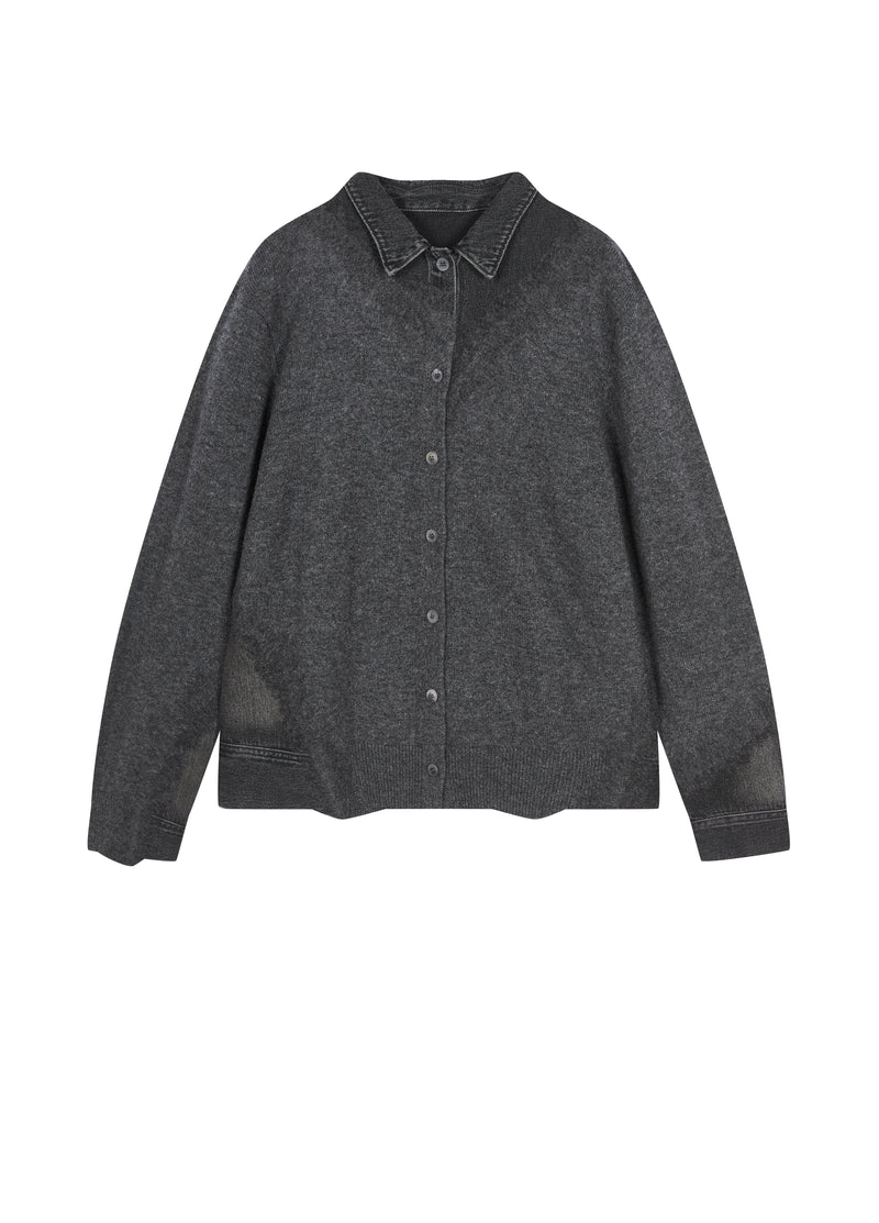 Cardigan / JNBY Wool Yak Blend Denim Patchwork Dark Grey