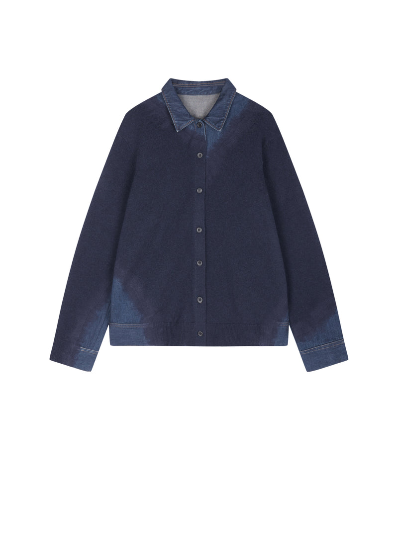 Cardigan / JNBY Wool Yak Blend Denim Patchwork