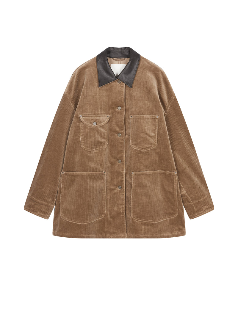 Jacket / JNBY Oversized Cotton Corduroy Long Jacket Tea Khaki