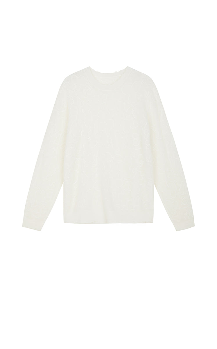 Sweater / JNBY Mixed Fiber Floral Oversized Pullover
