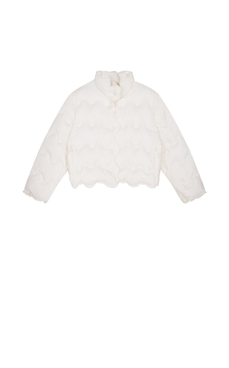 Down Coat / JNBY Oversized Lace-Trim Short Puffer