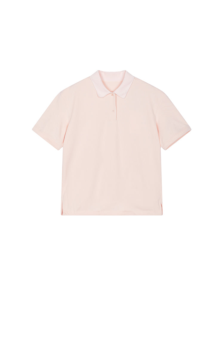 T-Shirt / JNBY Cropped Cotton Blend Polo Shirt Light Pink