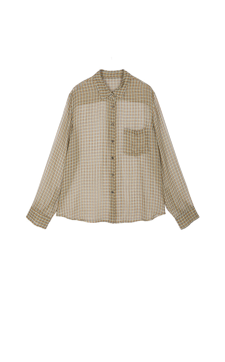 Shirt / JNBY Silk Mini Check Relaxed Shirt Taupe Marl