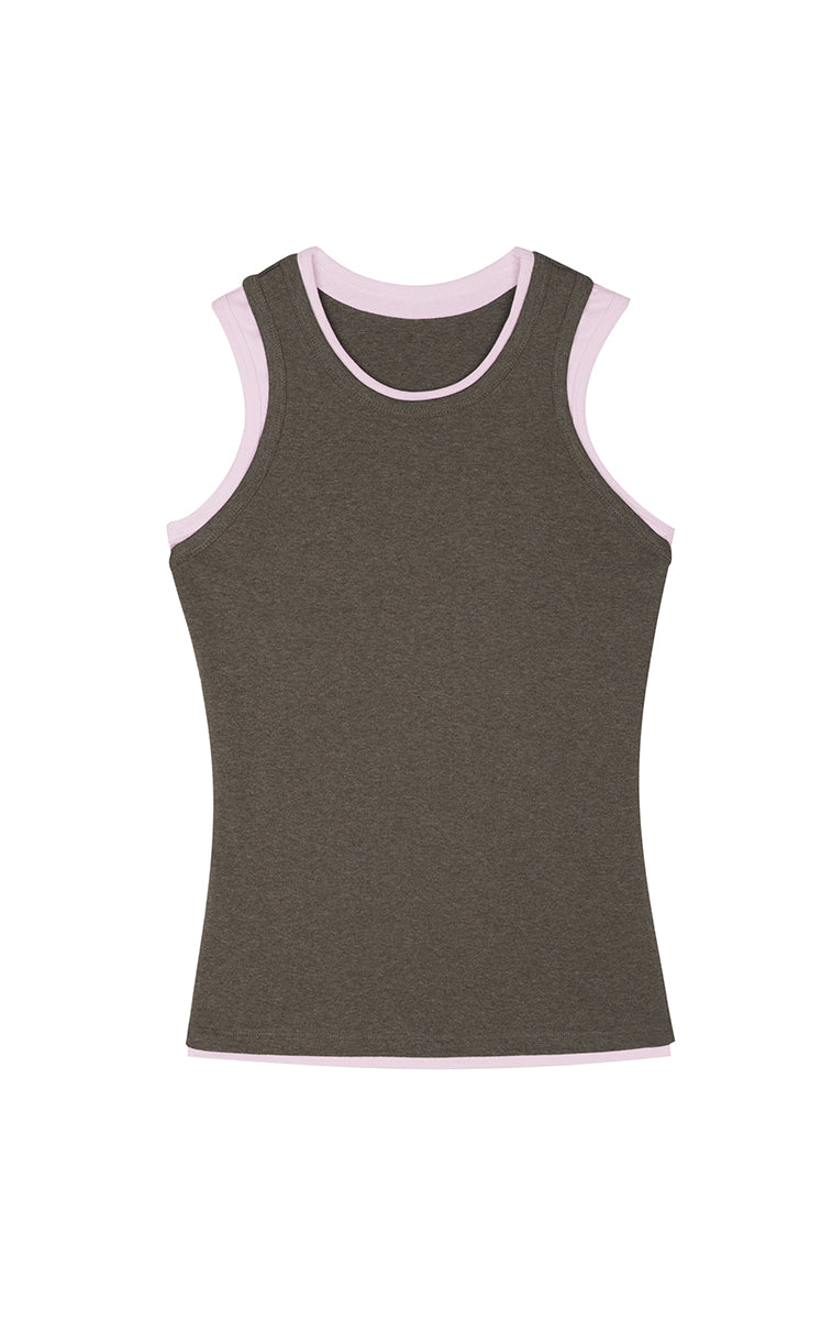 Tank Top / JNBY Layered Rib Tank Top Dusty Rose