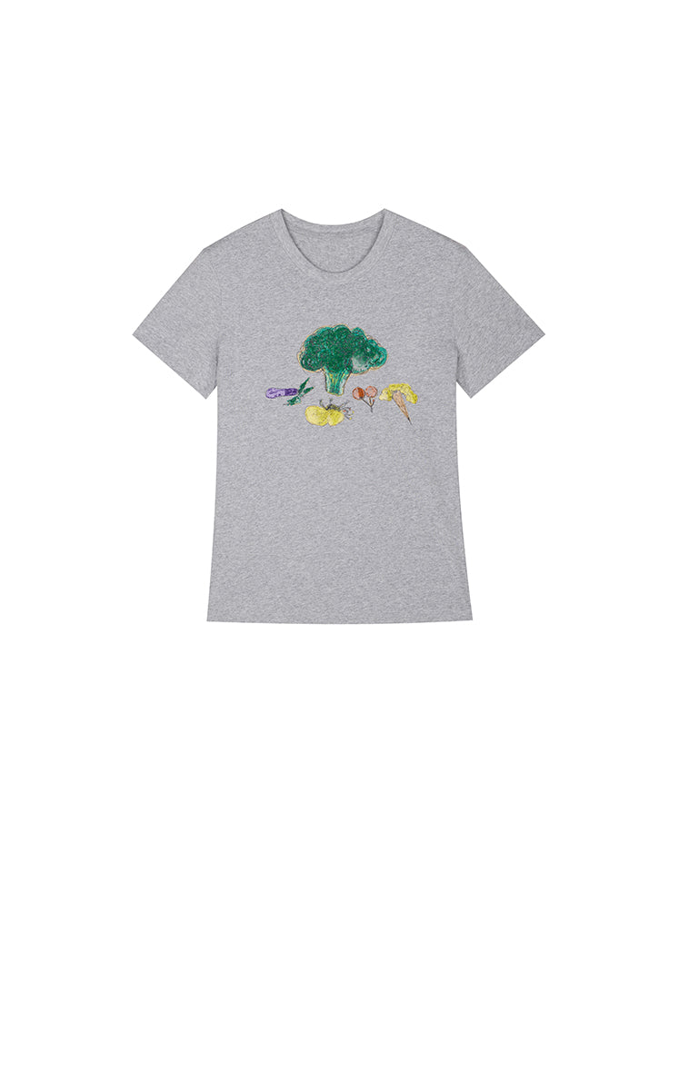 T-Shirt / JNBY Vegetable Print Cotton T-Shirt Smoke Grey Marl