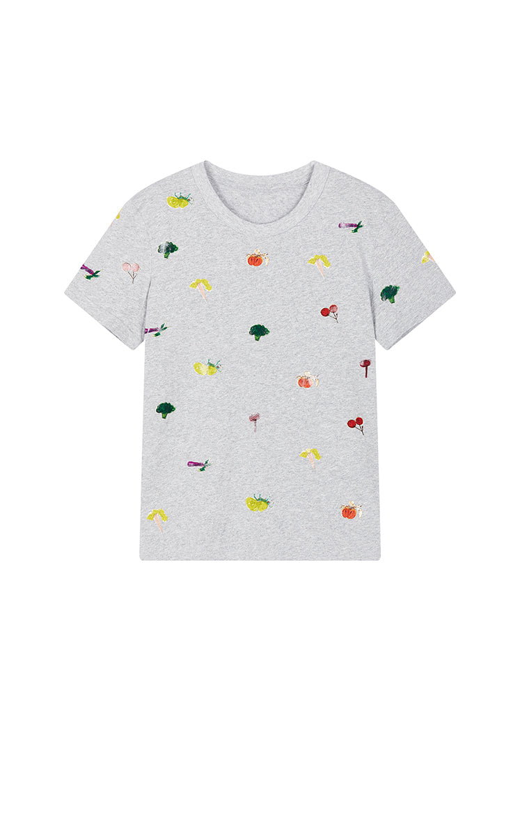 T-Shirt / JNBY Vegetable Graphic Cotton T-Shirt Smoke Grey Marl