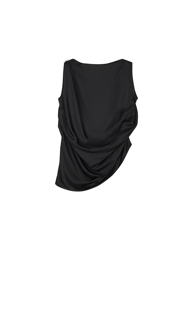 Top / JNBY Satin Drape Sleeveless Top Black