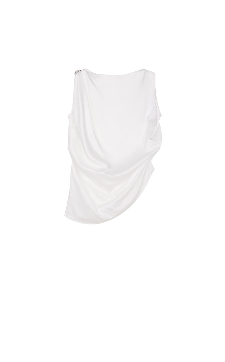 Top / JNBY Satin Drape Sleeveless Top Off White