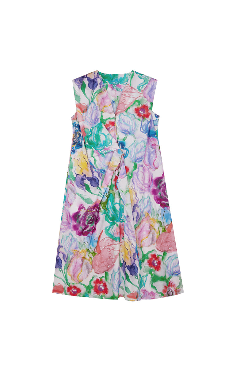 Dress / JNBY Watercolor Floral Cotton Dress Purple