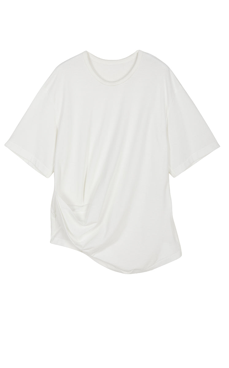 T-Shirt / JNBY Cotton Relaxed Fold Hem Tee Pure White