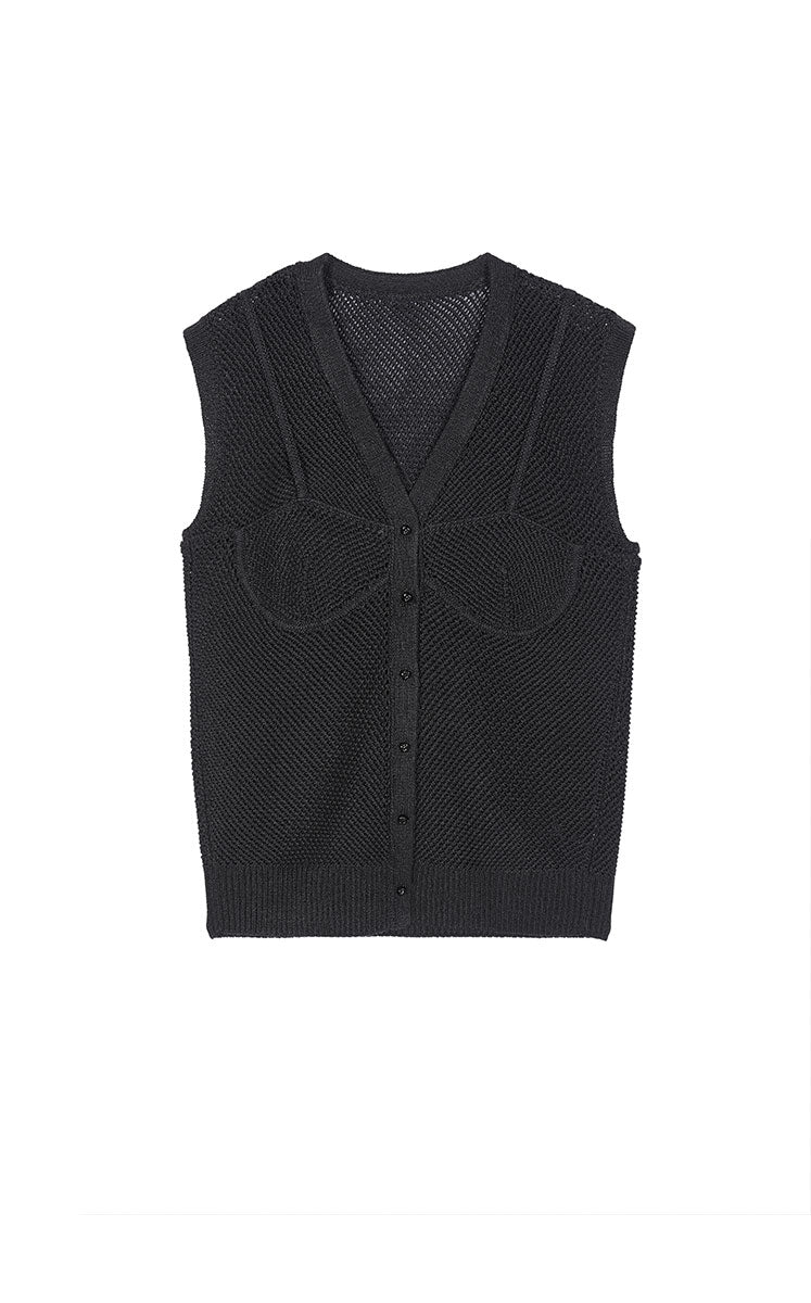 Vest / JNBY Washi Paper Blend Knit Vest Jet Black