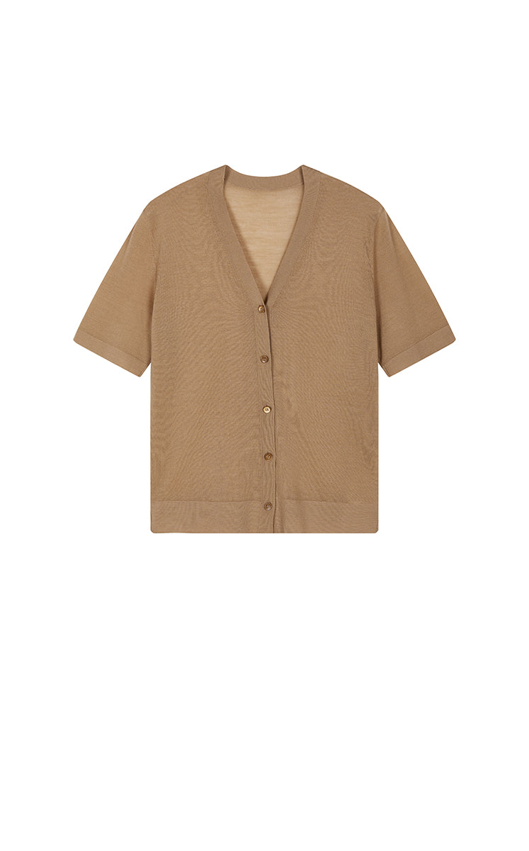 Cardigan / JNBY Color-Block Layered Two-Piece Cropped Knit Cardigan