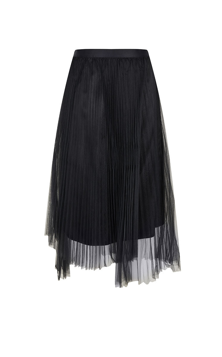 Skirt / JNBY Pleated Mesh A-Line Maxi Skirt Jet Black