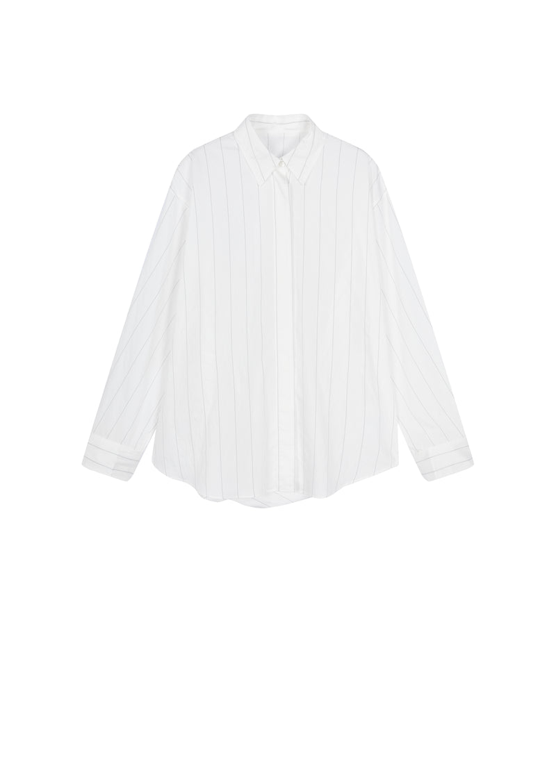 Shirt / JNBY Oversized Modal Striped Long Sleeve Shirt White