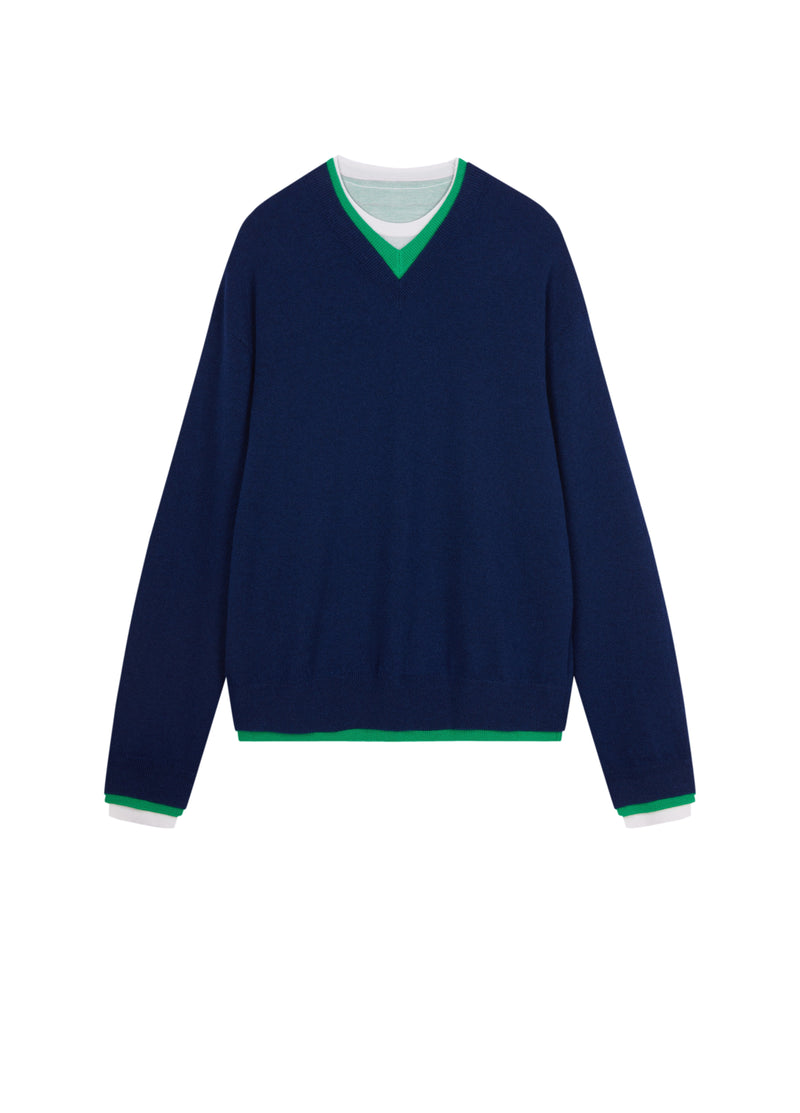Sweater / JNBY Merino Wool Cashmere Blend V-Neck Pullover